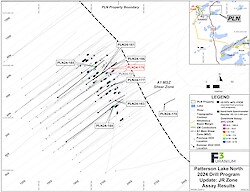 PLN S2024 Drill Update Map JR Zone Assay Results for NR_03Dec24