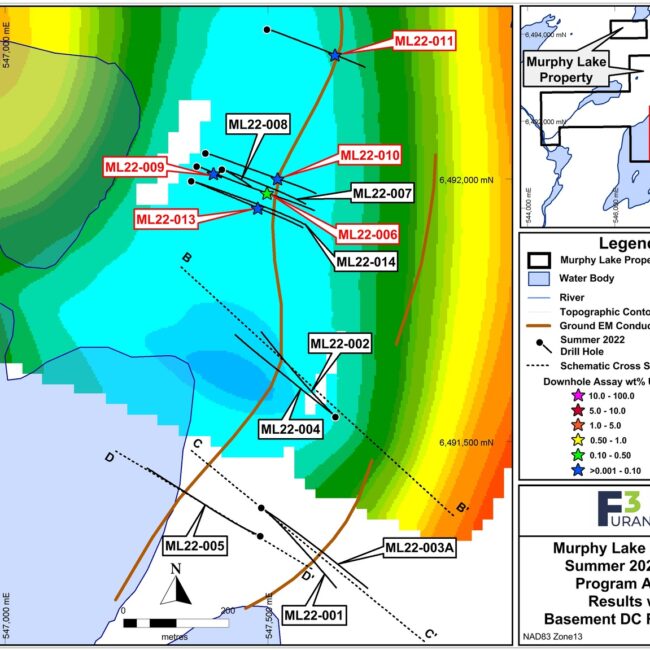 murphy_lake_s2022_assay_result_with_basement_dc_resistivity_map1_05feb24